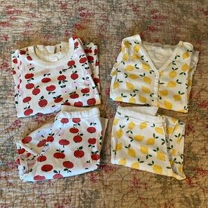 Hanna Andersson Women’s M TWO Pajama Sets - Red and Yellow Fruit Print